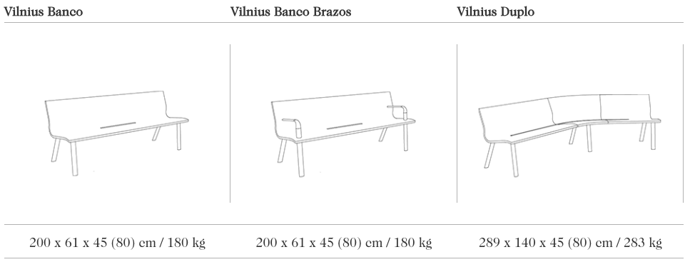 VILNIUS - Banken met rugleuning - GroundLevel straatmeubilair - Escofet